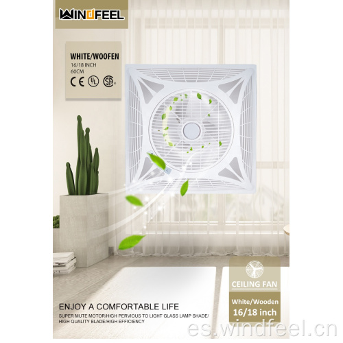 Circulador de aire de ventilador de techo falso de 14 pulgadas con luz LED de control remoto de 3 colores de luz